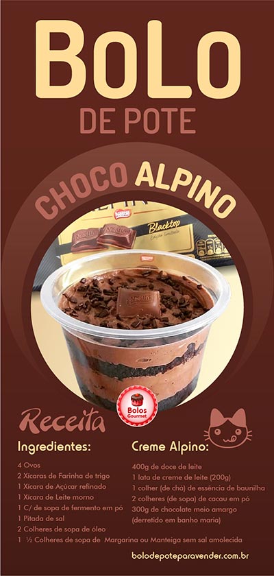 Bolo de Pote Chocolate Alpino Como Fazer